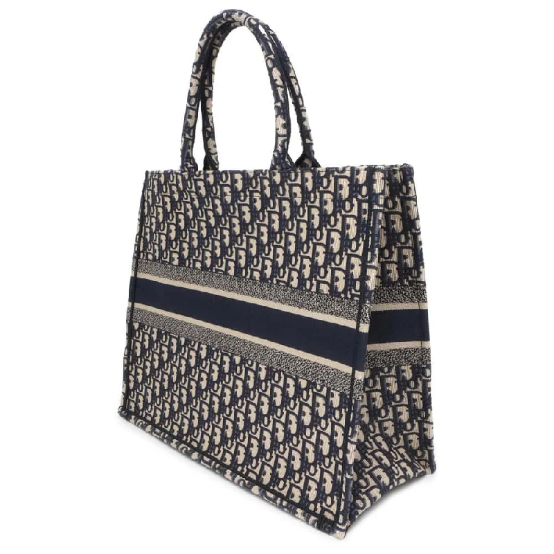 Dior Oblique Embroidery Book Tote Navy M1286ZRIW_M928 Canvas Size Large