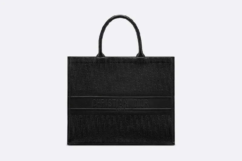 Christian Dior Book Tote Black Christian Dior Oblique Embossed Calfskin