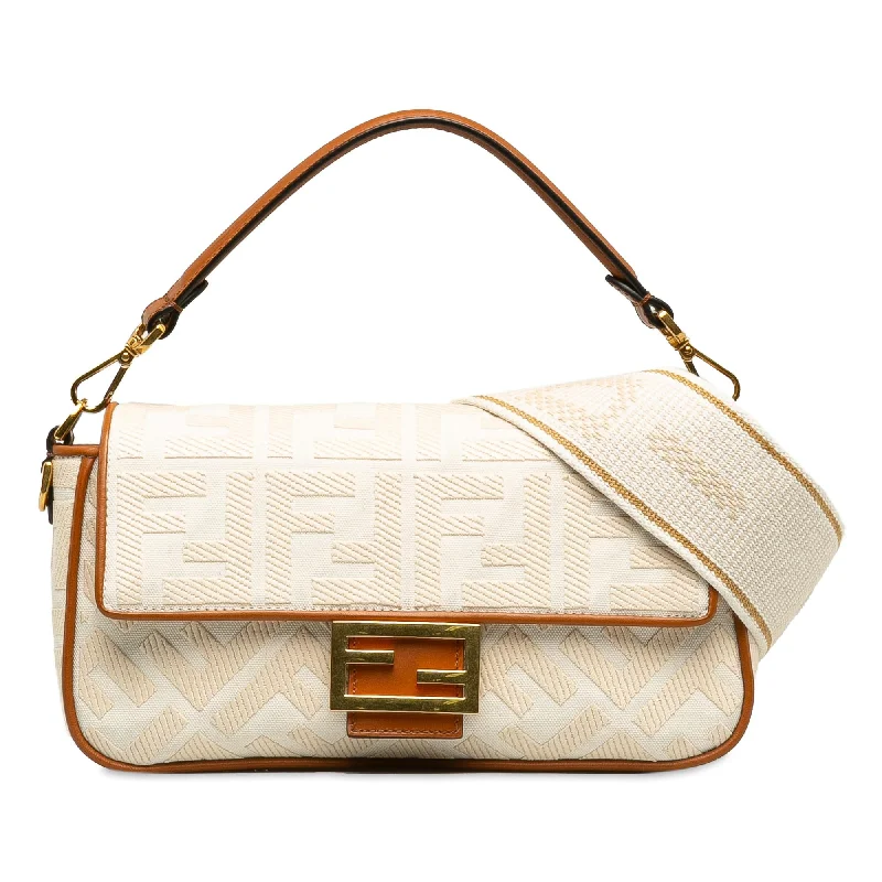 Fendi Medium Embossed Canvas FF Baguette (SHG-K9Z8RL)