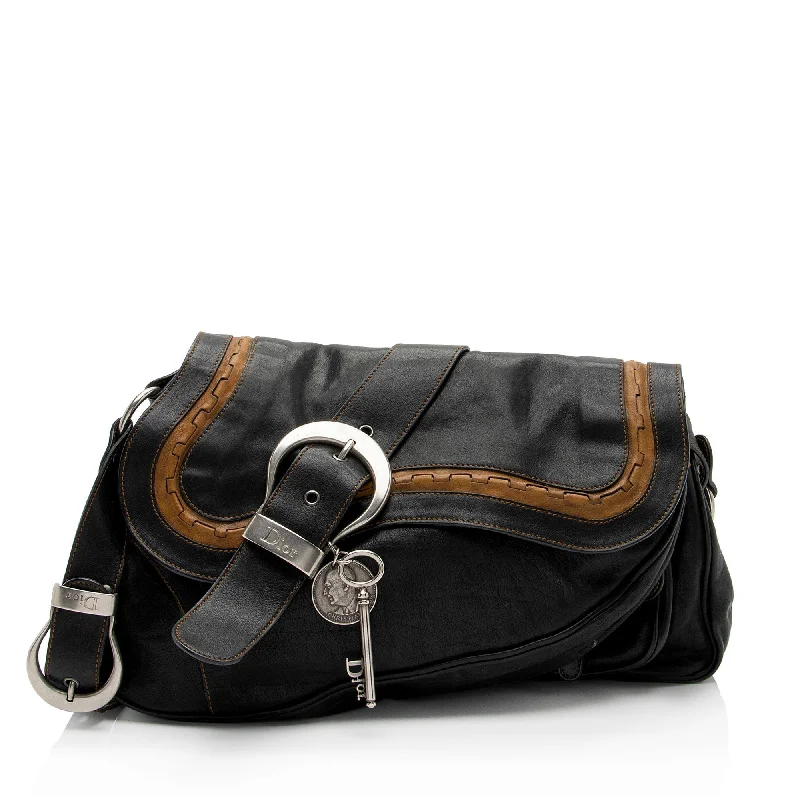 Dior Leather Gaucho Double Saddle Shoulder Bag (SHF-e3nNRE)