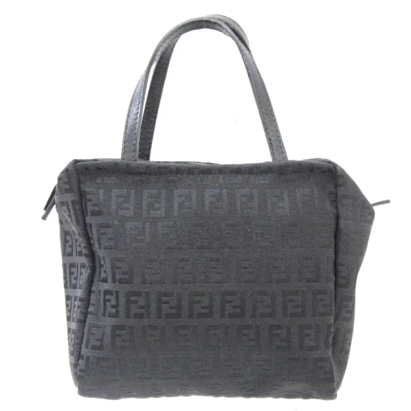 FENDI Handbag Zucchino Black 2220-028 Jacquard Leather