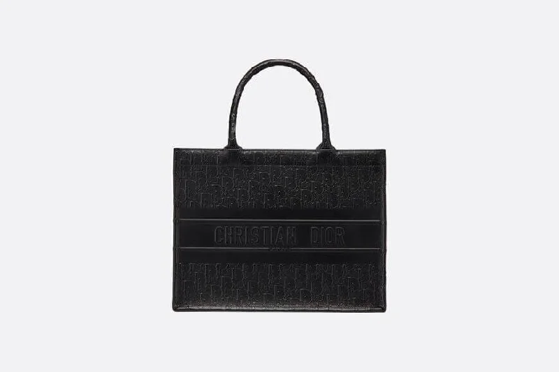 Small Christian Dior Book Tote Black Christian Dior Oblique Embossed Calfskin