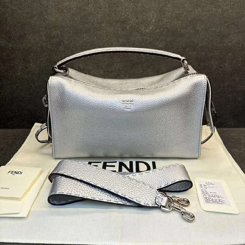 Fendi Silver Leather Handbag 30cm