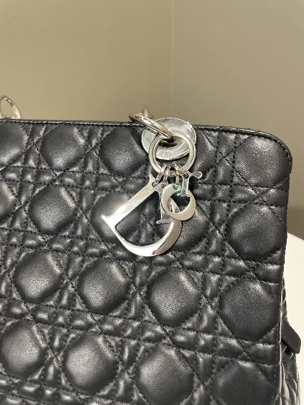 Dior Cannage Shoulder Bag Black Lambskin