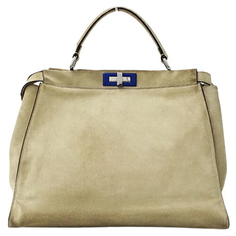 FENDI Bag Ladies Handbag Shoulder 2way Suede Enamel Peekaboo Large Beige 8BN210