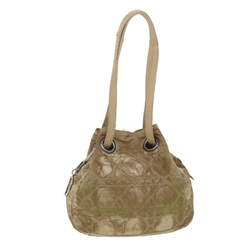 CHRISTIAN DIOR Lady Dior Canage Shoulder Bag Nylon Beige 03-BM-0027  bs4473