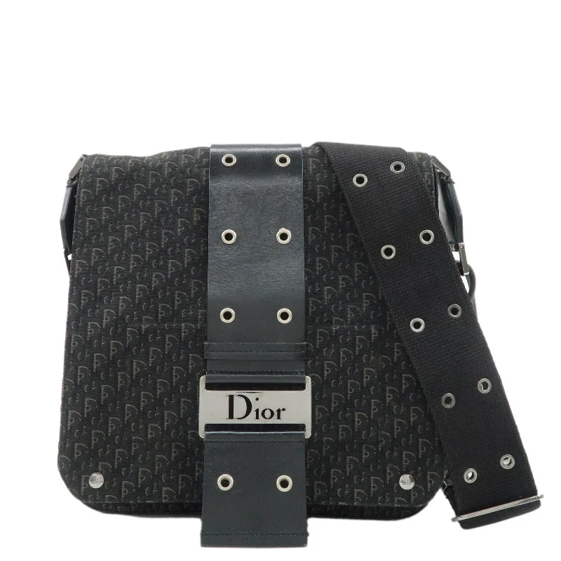 Christian Dior Trotter Canvas Leather Shoulder Bag Black