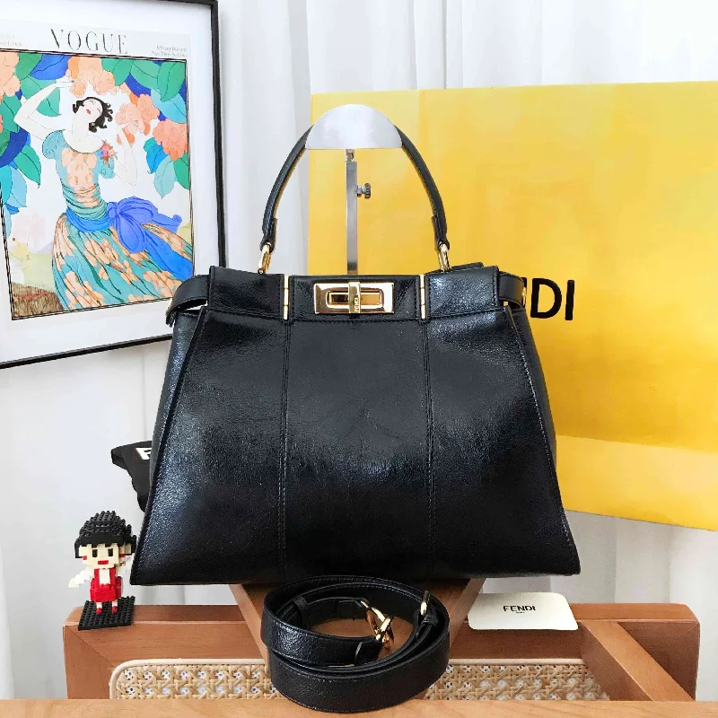 Fendi Peekaboo Medium Black Leather Handbag