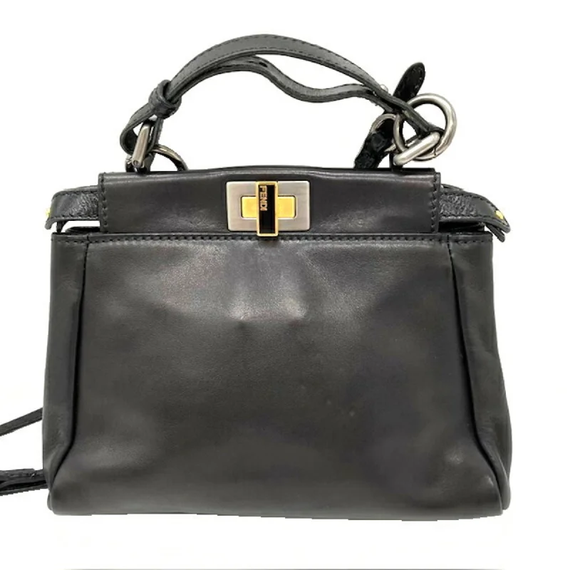 FENDI Peekaboo Leather Black 8BN227 Shoulder Bag 2way Handbag