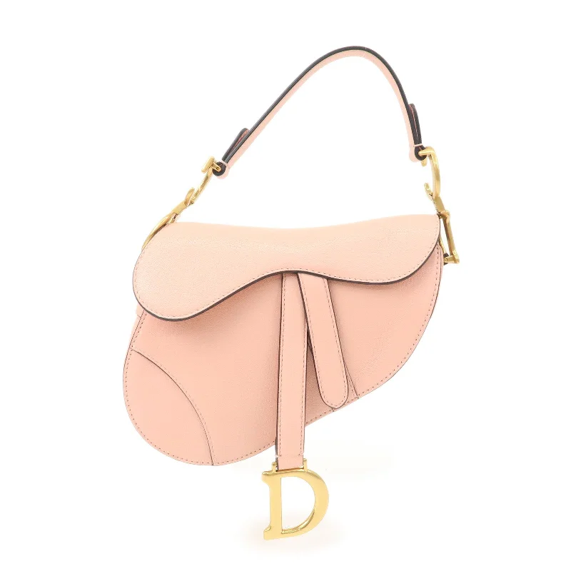 Christian Dior Saddle Bag Leather Mini Shoulder Bag Pink