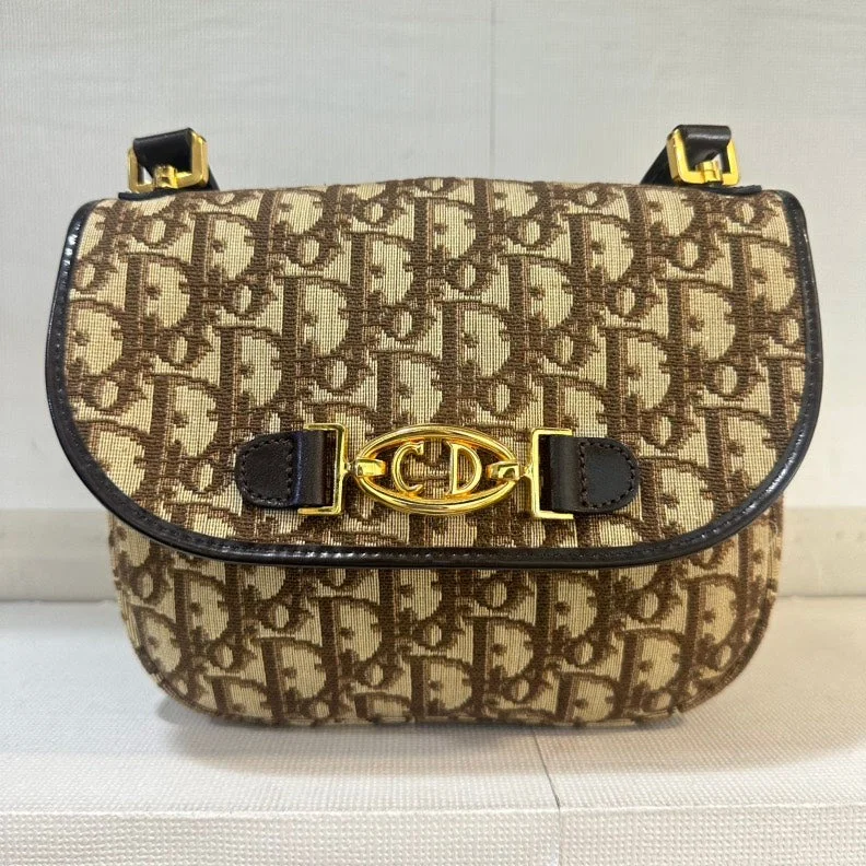 Dior Vintage Monogram Beige Brown Canvas Shoulder Bag Medium