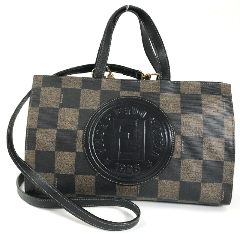 Fendi Canvas Pecan Block Handbag - '10s