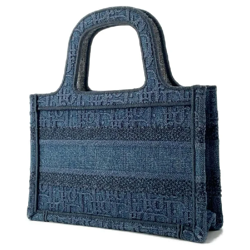 Dior Oblique Denim Book Tote Blue Canvas Size Mini