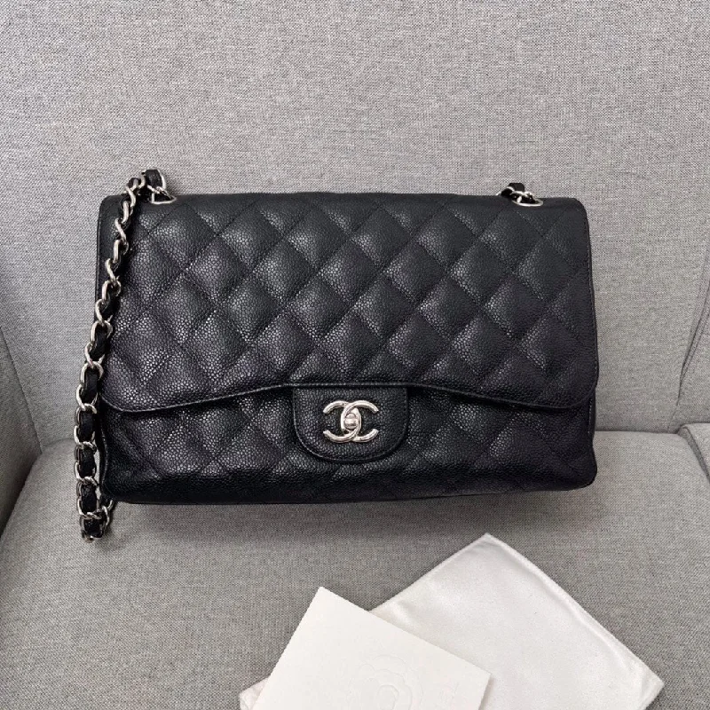 Chanel Caviar Leather Double Flap Cf Jumbo