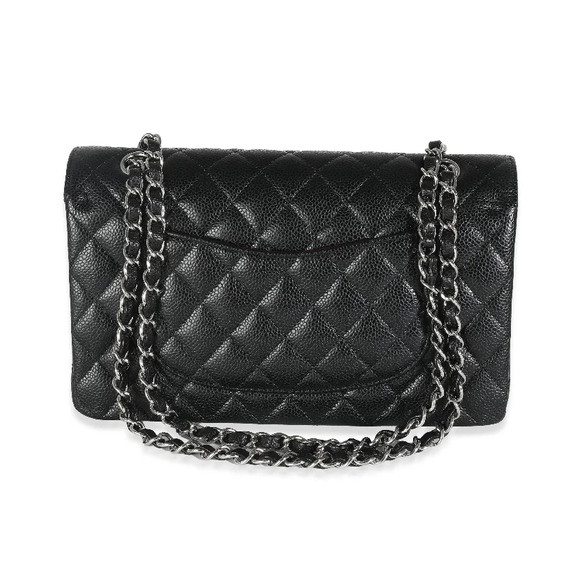 CHANEL Black Quilted Caviar Medium Classic Double Flap Bag