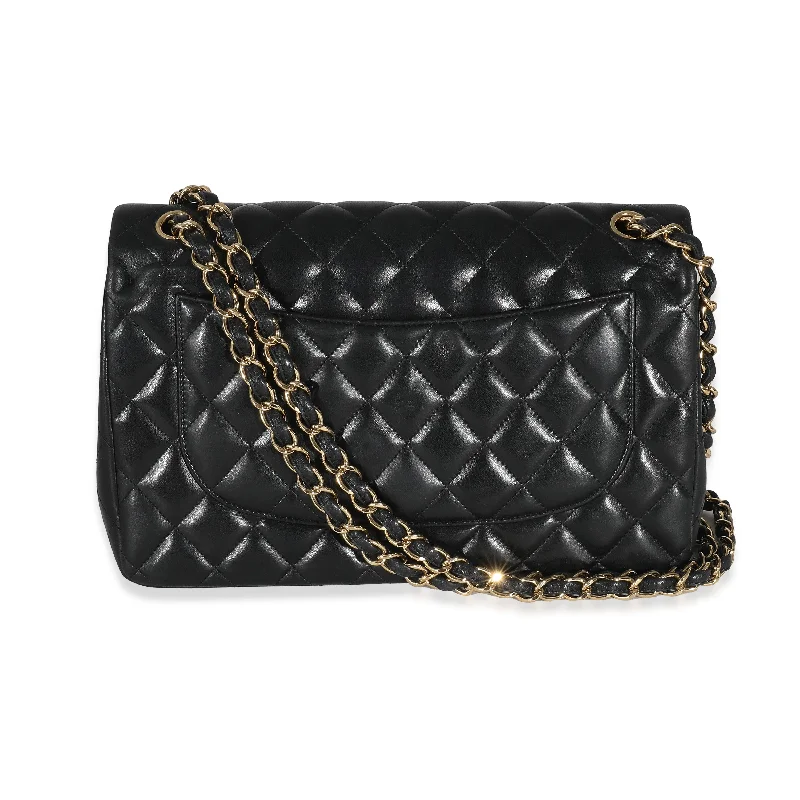 CHANEL Black Quilted Lambskin Jumbo Double Flap Bag