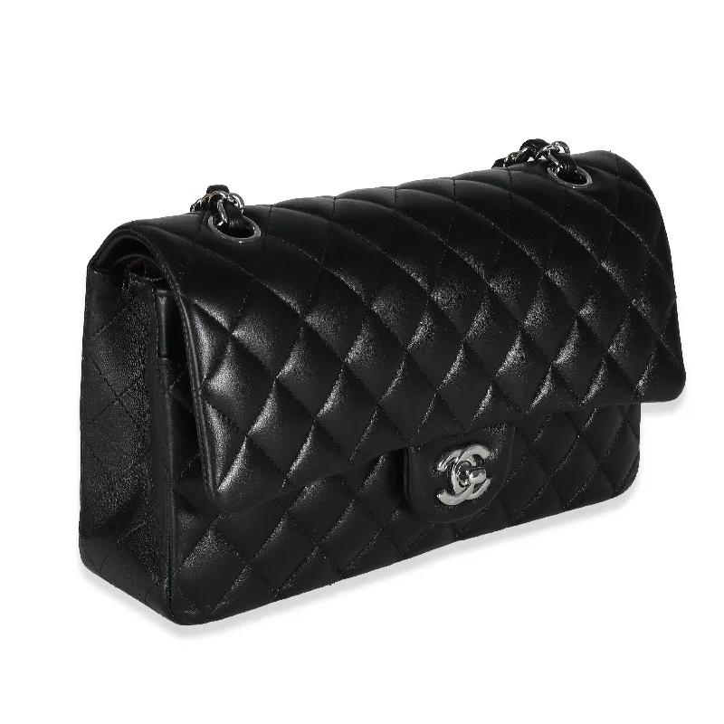 CHANEL Black Quilted Lambskin Medium Classic Double Flap Bag