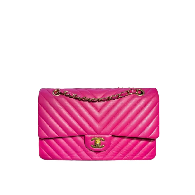 Classic Chevron Double Flap Medium Lambskin Pink GHW