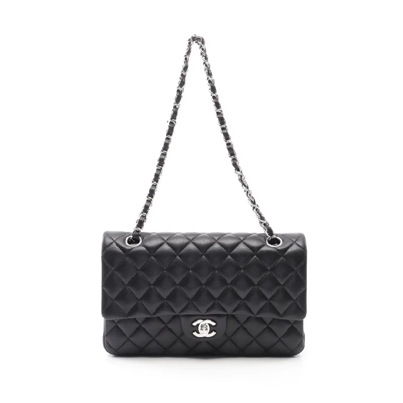 Chanel Classic Double Flap Bag, Black Lambskin, Medium