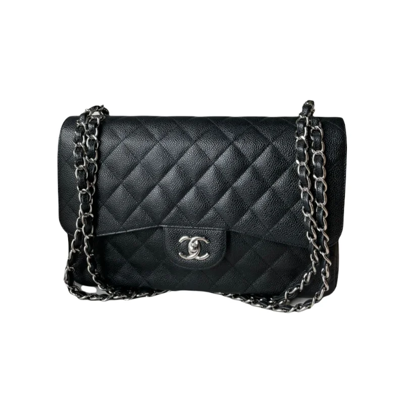 Classic Double Flap Jumbo Caviar Black SHW