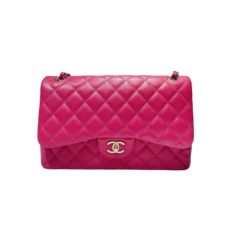 Classic Double Flap Jumbo Lambskin Hot Pink GHW