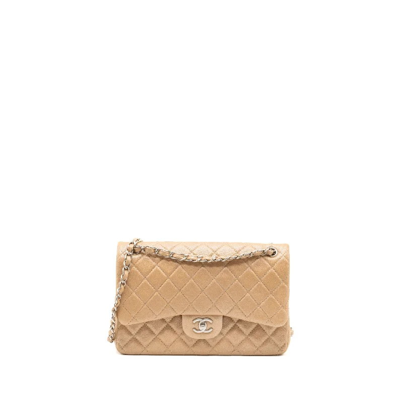 Chanel classic jumbo double flap bag caviar iridescent beige brushed SHW