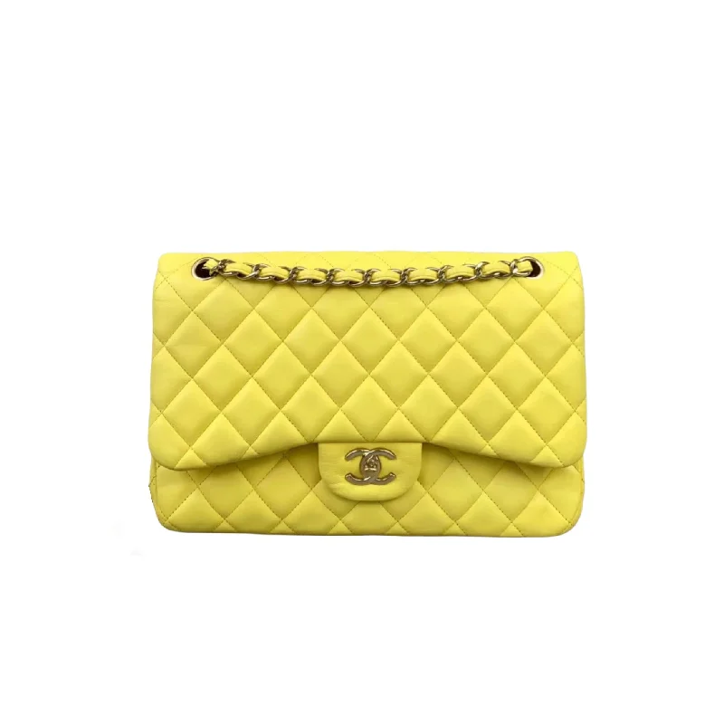 Classic Double Flap Jumbo Lambskin Yellow GHW