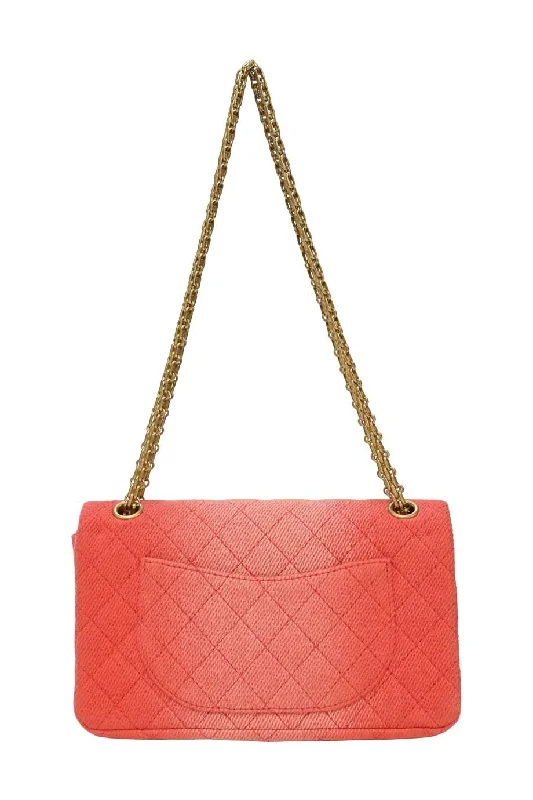 CHANEL Coral ombre cotton denim 2.55 reissue 225 double flap bag with aged gold-tone hardware