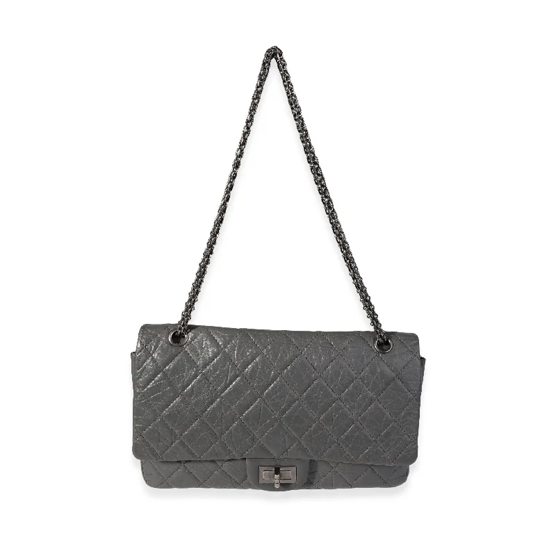 CHANEL Gray Quilted Aged Calfskin Reissue 2.55 227 Double Flap Bag