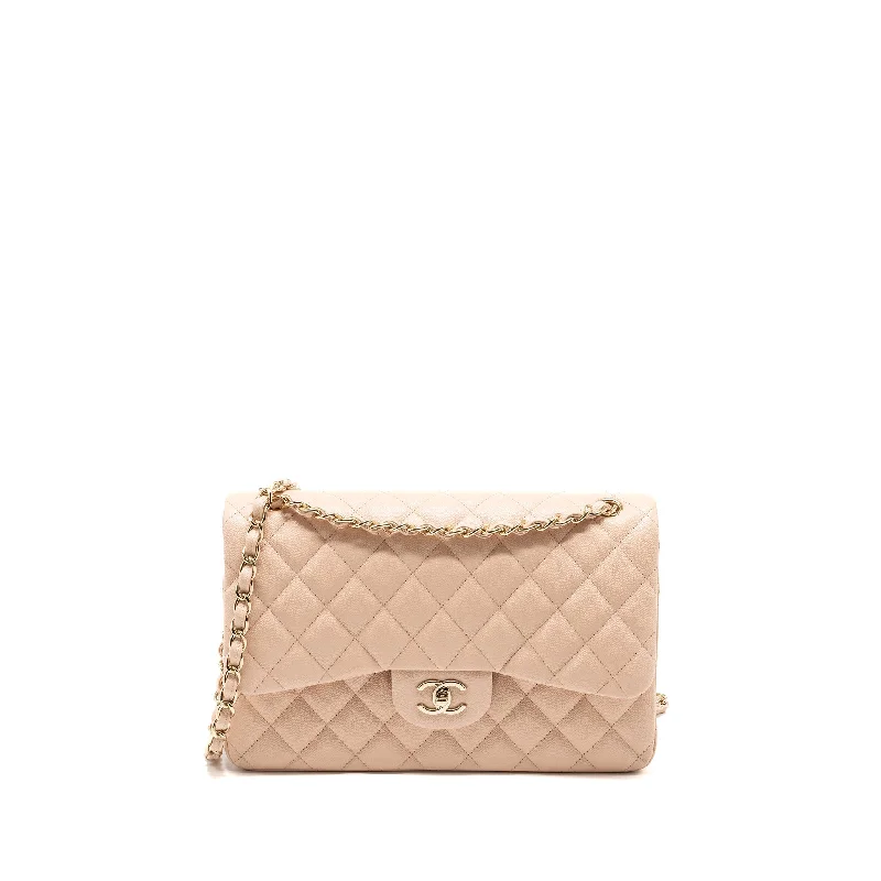 Chanel Jumbo Classic Double Flap Bag Caviar Beige LGHW (Microchip)