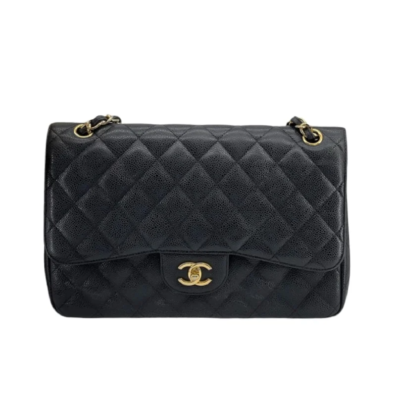 Jumbo Classic Double Flap Caviar Black GHW