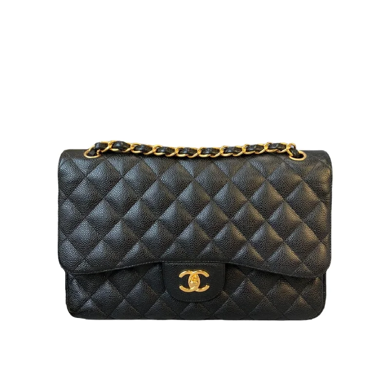 Jumbo Classic Double Flap Caviar Black GHW