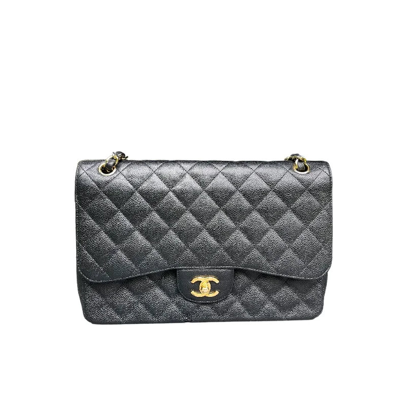 Jumbo Classic Double Flap Caviar Black GHW