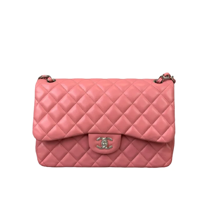 Jumbo Double Flap Lambskin Pink SHW