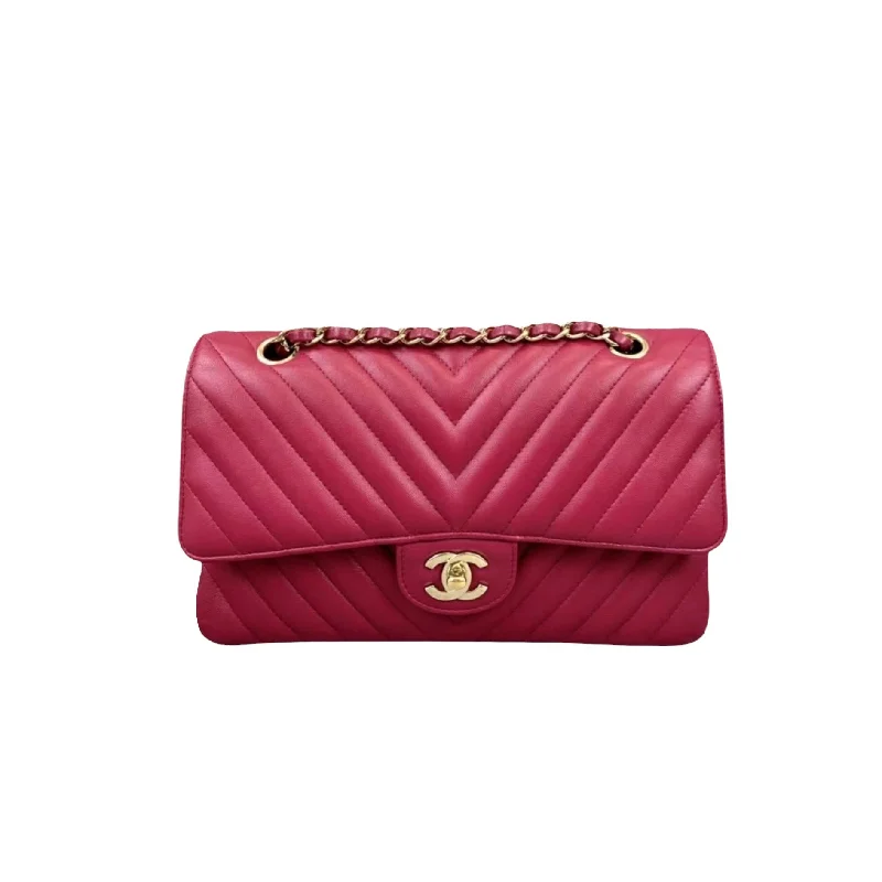 Classic Chevron Double Flap Medium Lambskin Pink GHW