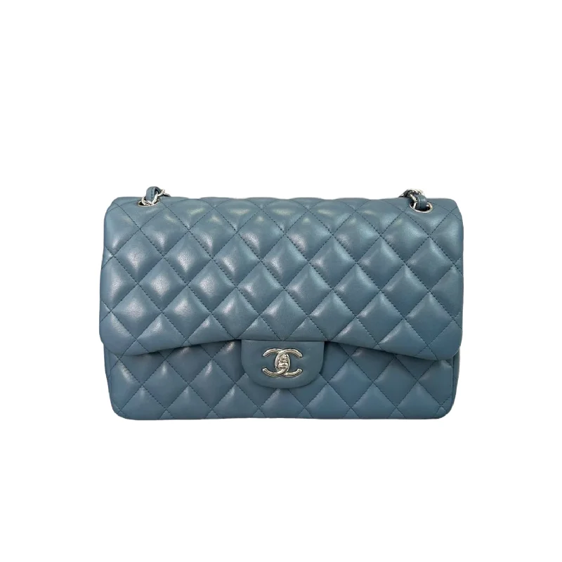 Classic Double Flap Lambskin Jumbo Blue SHW