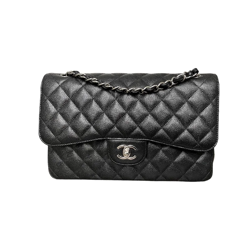 Jumbo Classic Double Flap Caviar Black SHW