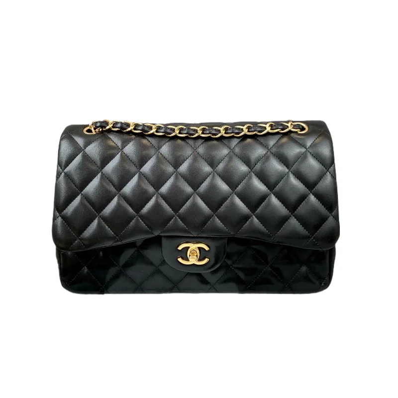 Jumbo Double Flap Lambskin Black GHW