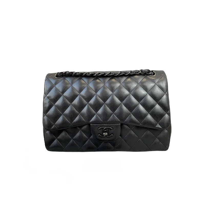 Jumbo Double Flap Lambskin So Black