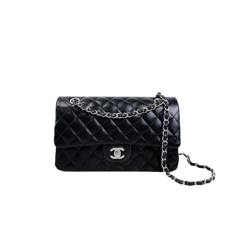 Medium Classic Double Flap Lambskin Black SHW