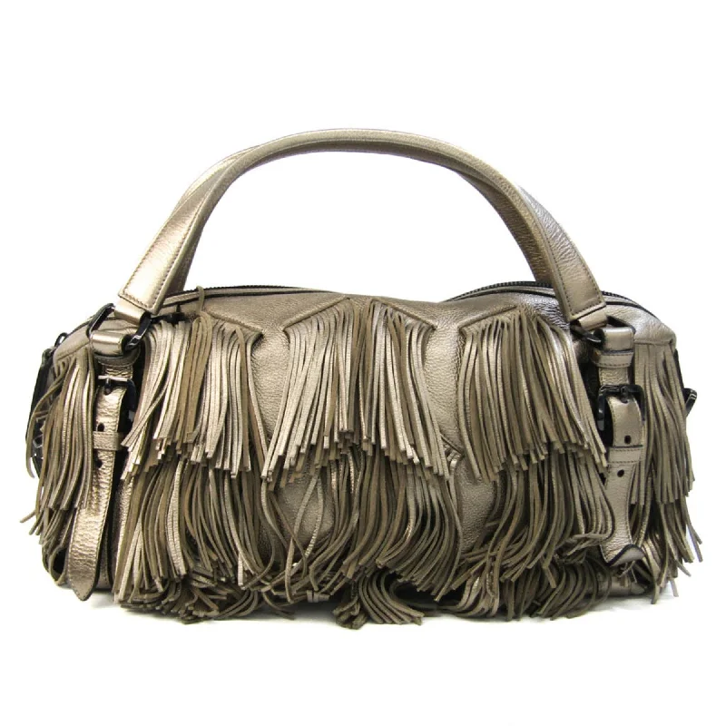 Burberry Fringe Women's Leather Handbag Bronze