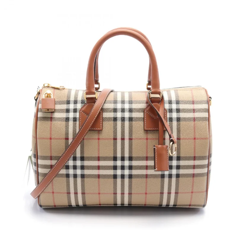 Burberry Handbag Bag Coated Canvas Leather Women's Beige Brown Multicolor 8071355