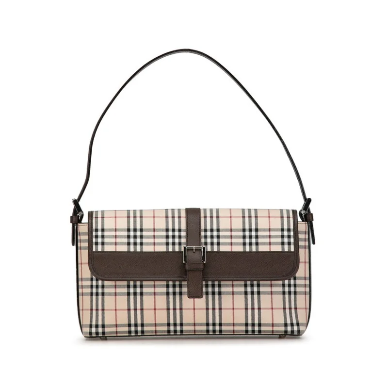 Burberry Nova Check Handbag Bag Beige Brown Canvas Leather Women's BURBERRY