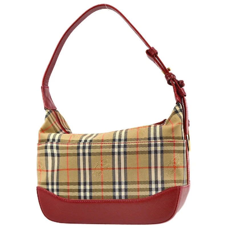 BURBERRY Red Beige House Check Handbag 172316