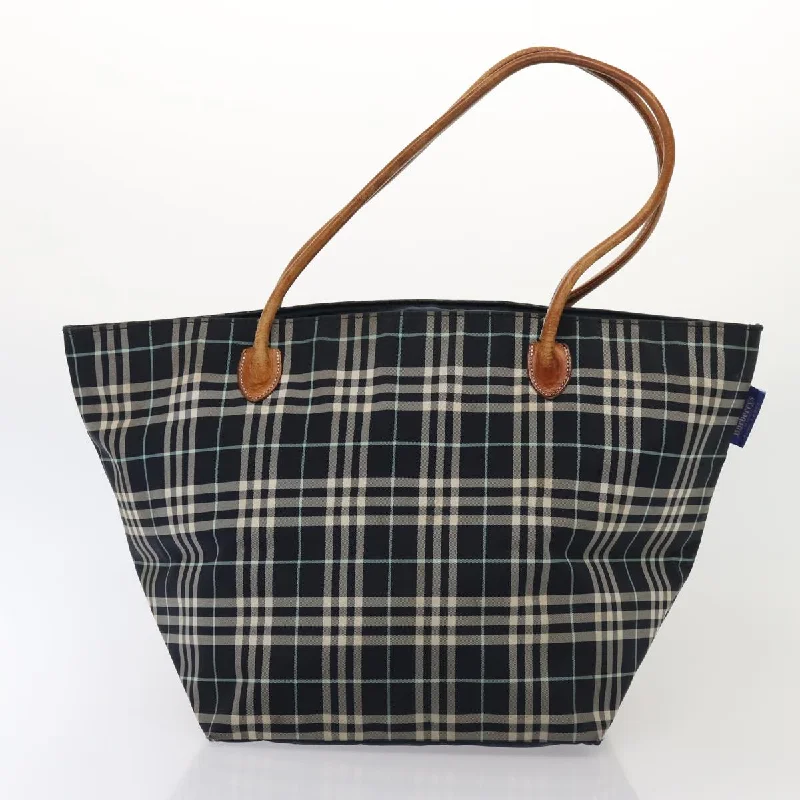 BURBERRY s Nova Check Blue Label Hand Bag Canvas 2Set Navy  ti1802