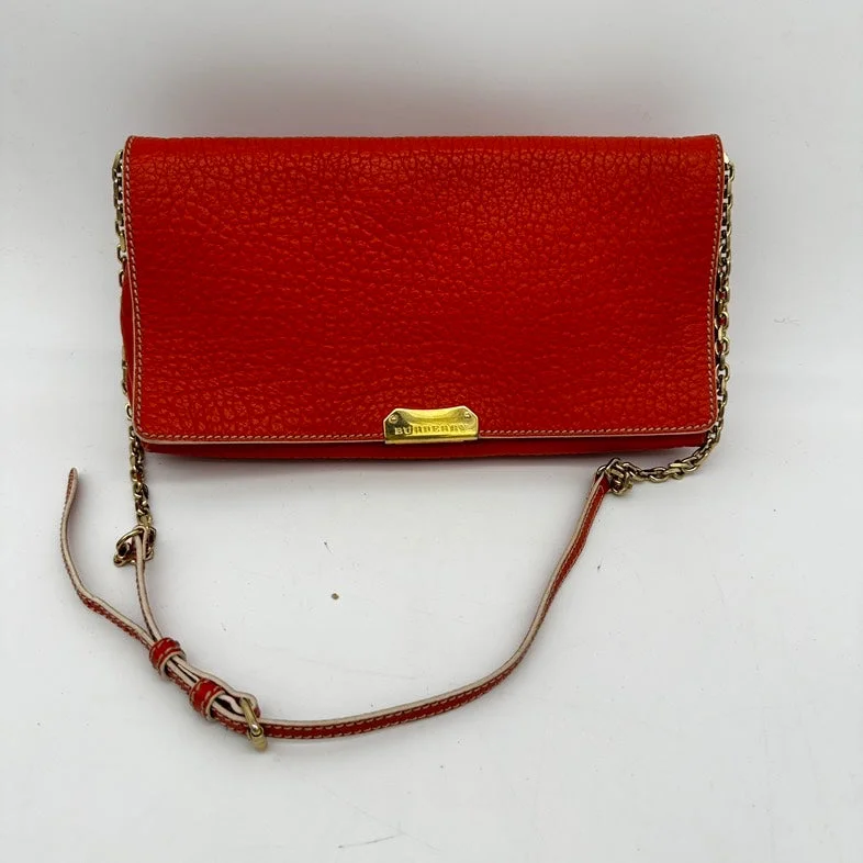 Burberry Red Leather Shoulder Bag Medium Size with Chain Strap