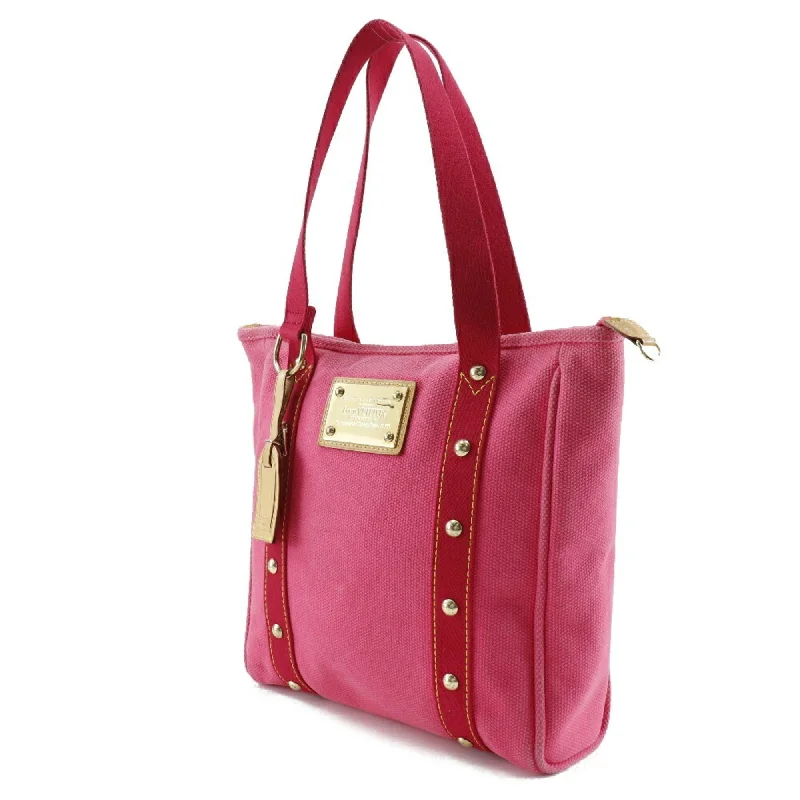 LOUIS VUITTON Antigua Tote Bag Hippo MM M40085 Canvas Rose Made in France 2005 Pink SP1025 Shoulder Handbag A4 Zipper Ladies