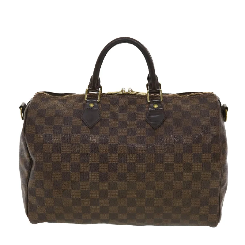 LOUIS VUITTON Damier Ebene Speedy Bandouliere 35 Hand Bag N41366 LV Auth 40583