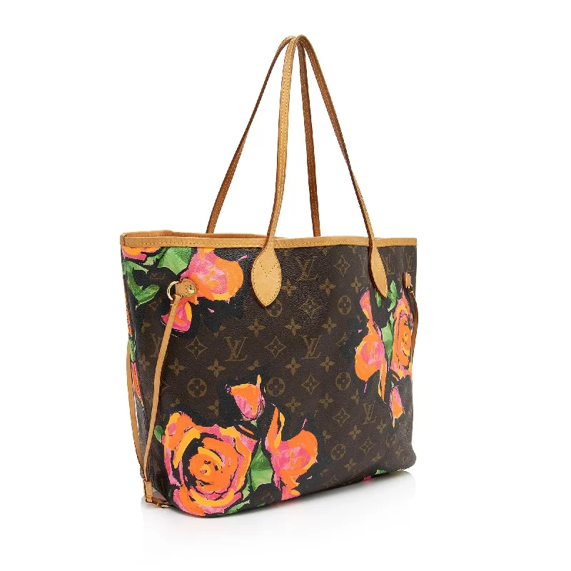 Louis Vuitton Limited Edition Monogram Canvas Roses Neverfull MM Tote (SHF-08P0EY)