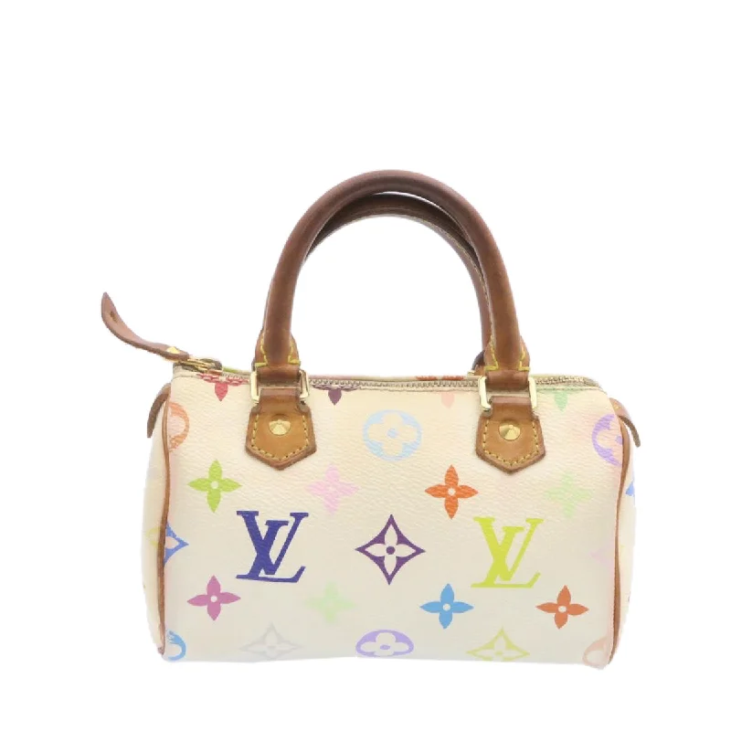 LOUIS VUITTON Monogram Multicolor Mini Speedy Hand Bag White M92645 Auth ar4404